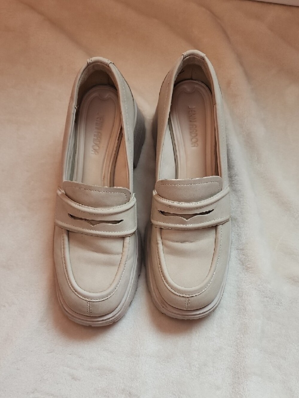 Chunky Cream Suede Loafers - Picture 8 of 10